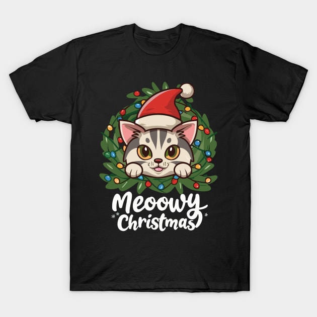 MEOOWY CHRISTMAS cat christmas Meowy Christmas Cat TShirt TeePublic